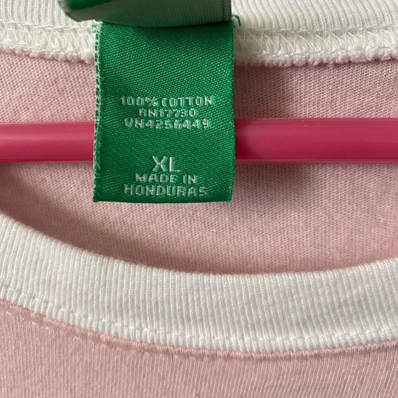 T-shirt with pink body/white 3/4 sleeves w/ “Green Beer Taste Tester” insignia - Picture 4 of 6